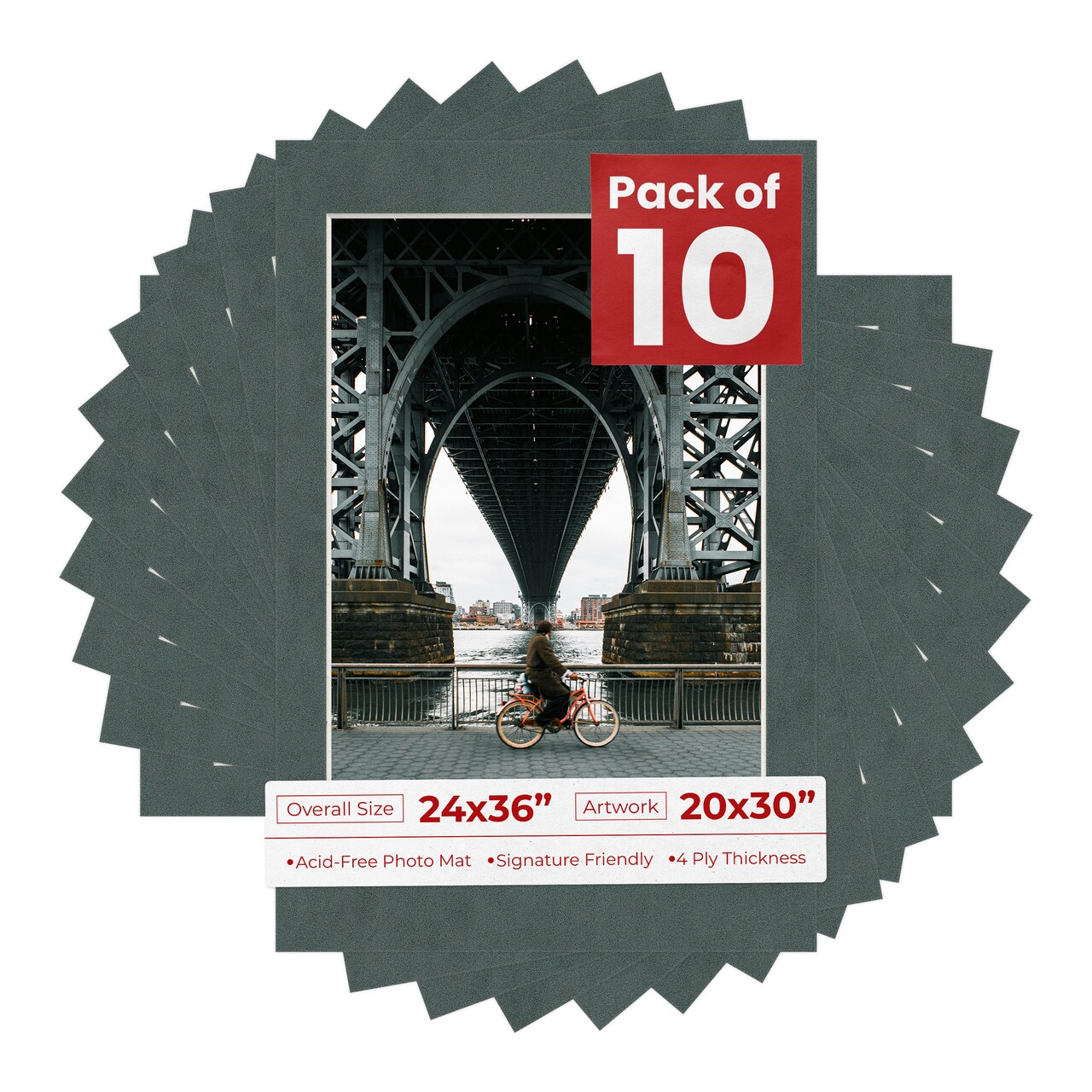 Dark Grey Suede Mat Board for 24x36 Frames - Fits 20x30 Photos